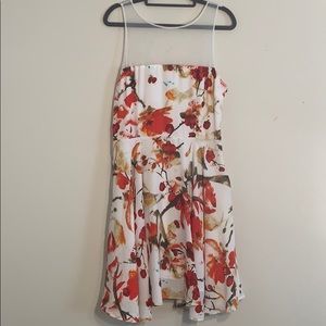 Multi color red and white floral dress